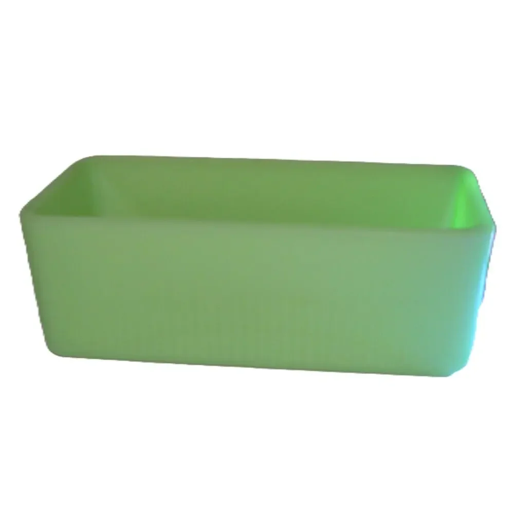 McK Jadeite Green Uranium Glass Butter Dish Lid Ribbed Sides Sunburst Top Vtg